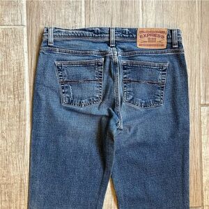Vintage Express Flare Bootcut Women 5/6 Jeans w/ Jumbo Logo Patch